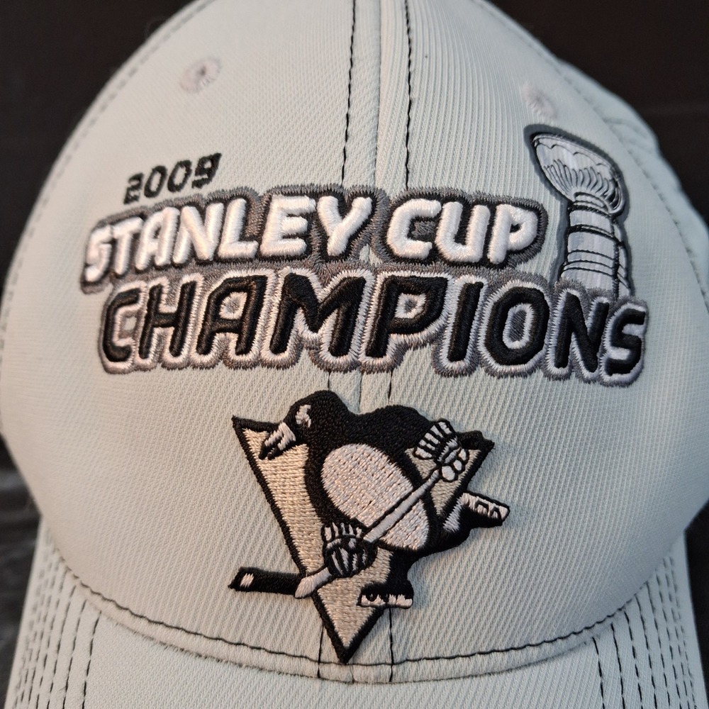 Pittsburgh Penguins Hat Mens OSFA Gray NHL Hockey 2009 Stanley Cup Reebok EUC